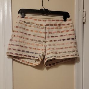 LOFT Cream Multicolor Patterned Women Shorts
